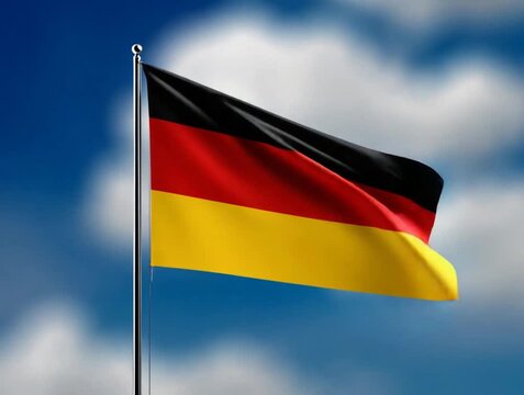 German Flag with Sky, and Waving.