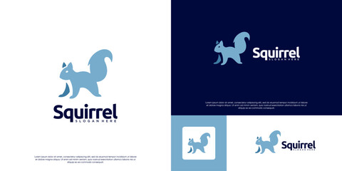 Animal symbol logo with a rodent concept, cute squirrel, cartoon character style, vector illustration design.