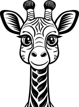 Cartoon Giraffe Face Illustration
