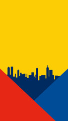 Minimalist City Skyline with Bold Colors