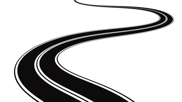 Curved Road Illustration on White Background