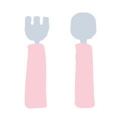 ふんわりパステル スプーンとフォークのイラスト素材｜Pastel Spoon & Fork Illustration