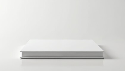 Clean square book mockup displayed on white surface. Ideal for design projects branding identity presentations. Suitable for minimalist project promotion portfolio covers layouts. Elegant modern pro.