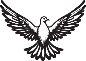 Obraz premium Dove Black and White Illustration