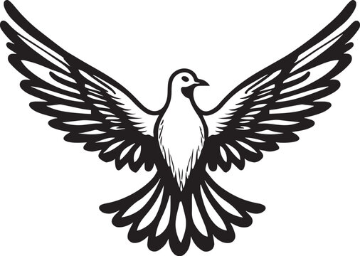 Dove Black and White Illustration