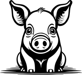 Front Facing Cartoon Pig Illustration