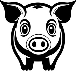 Front Facing Cartoon Pig Illustration