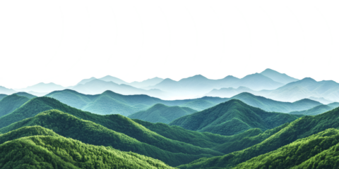 Stunning layered mountain ranges in shades of green and blue, evoking a sense of serenity and wonder.