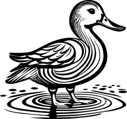 Duck Standing in a Puddle Illustration