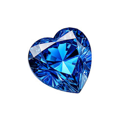 Fototapeta premium Sparkling heart shaped gemstone blue diamond isolated on white background 