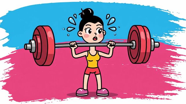 Woman Lifting Weights in Gym Setting.