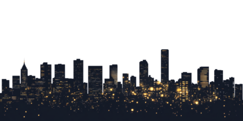 Vibrant cityscape at night with illuminated skyscrapers and bright lights