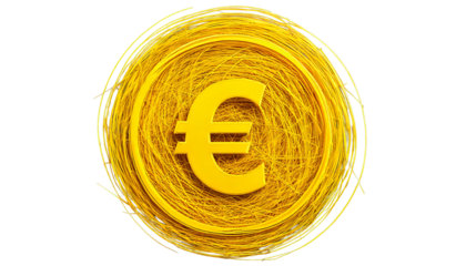 Yellow Euro Symbol, Inside a Scribbled Circle on a, isolated on a transparent background, cu.png