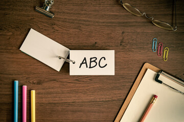 There is word card with the word ABC. It is an abbreviation for Activity Based Costing as eye-catching image.