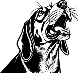 Beagle Dog Black and White Illustration