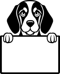 Beagle Dog Black and White Illustration
