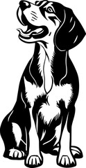 Beagle Dog Black and White Illustration