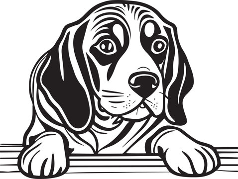 Beagle Dog Black and White Illustration
