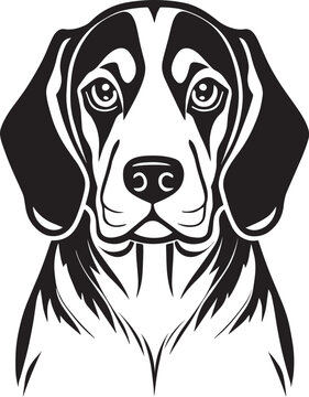 Beagle Dog Black and White Illustration