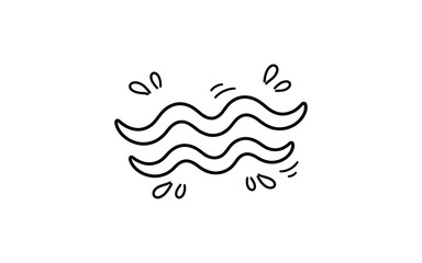 Fototapeta premium Minimalistic wavy line art symbol with abstract water droplets motif