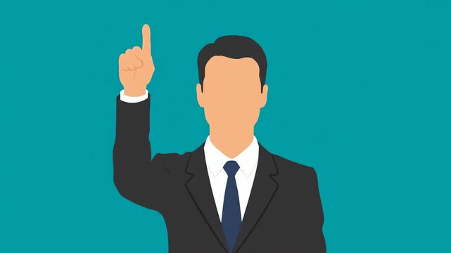 Anonymous Professional Businessman Avatar in Suit and Tie. Corporate Profile Placeholder Vector Illustration on Teal Blue Background.