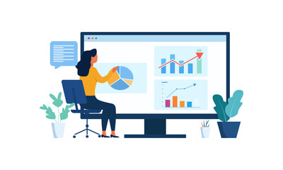 business data analytics presentation dashboard design flat illustration