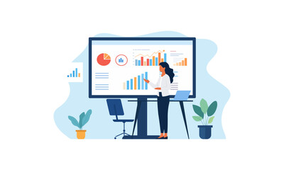 business data analytics presentation dashboard flat illustration