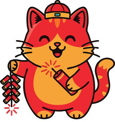 Fireworks illustration with red and black colors on white background