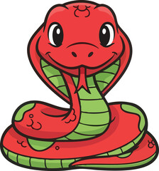 Cartoon watermelon slice with green rind and red flesh close-up