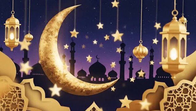 Islamic animation background, ramadhan, ied mubarak