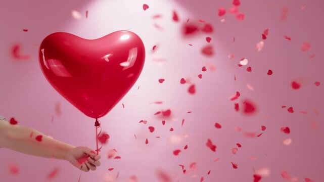 A Hand Holding a Heart Shaped Balloon