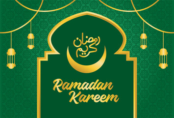 Ramadan Kareem greeting background design with green color.