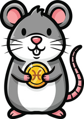 Abstract black shape with gray and pink accents on white