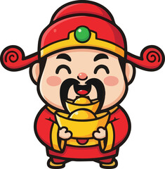 Red cartoon character with black outline and yellow accent