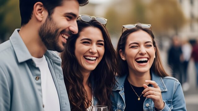 Happy Group of Friends Smiling Together, Youth Friendship and Positive Social Lifestyle