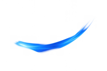 Blue light wave effect design element creating a dynamic glowing motion trail on transparent background