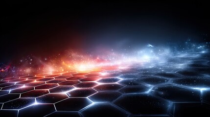 Abstract Futuristic Glowing Hexagon Pattern