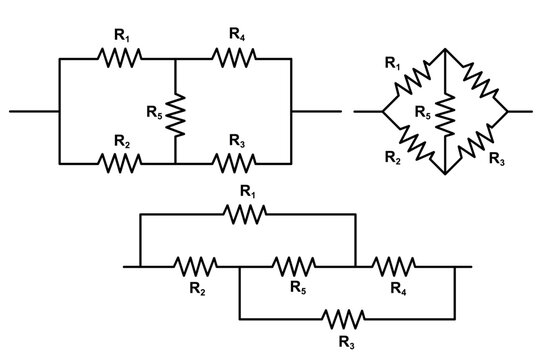 Complex Electrical Circuit Diagram With Resistors and Bridge Network for Engineering Illustration
