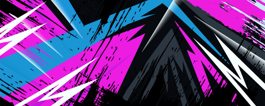 Sports racing texture background. Geometric pink blue pattern vector illustration