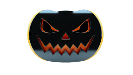 3D Rendered Black Jack-o'-lantern with Orange Accents