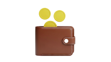 Brown Wallet with Gold Coins