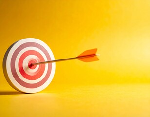 Arrow hitting the bullseye on a dartboard symbolizing success and accuracy.