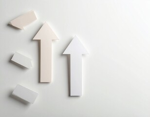 Two White Arrows Pointing Upwards on a White Background Symbolizing Growth and Progress.