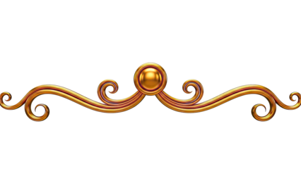 Golden Decorative Swirl with Center Orb