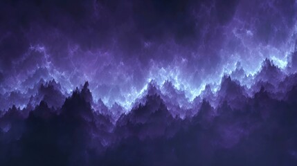 A mesmerizing digital landscape with vibrant purple and blue clouds.