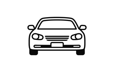 Simple black and white car front view icon on white background