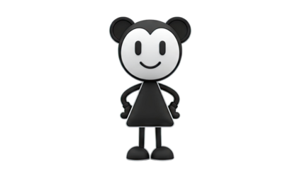 Simple Black and White Cartoon Character