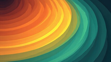 Colorful abstract pattern featuring layered waves in orange, yellow, and green tones.