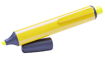 Yellow Highlighter Pen with Cap