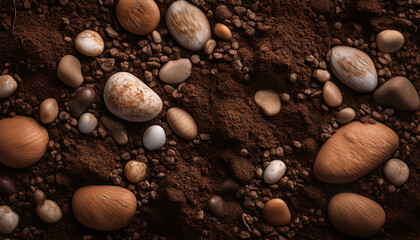 Rich Textured Soil With Pebbles And Organic Matter Revealing The Earth S Hidden Layers In Daylight